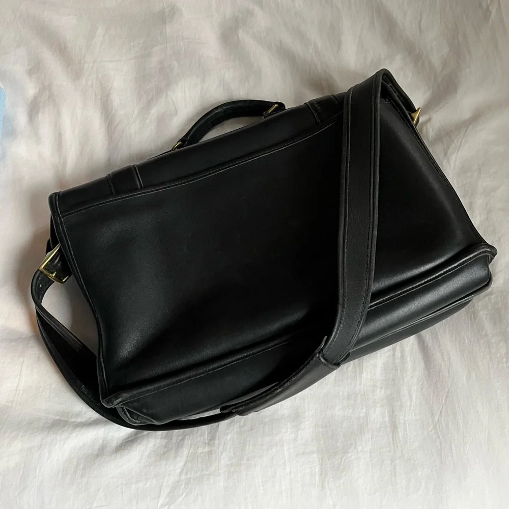 Coach Black Leather Essex Briefcase Crossbody Bag